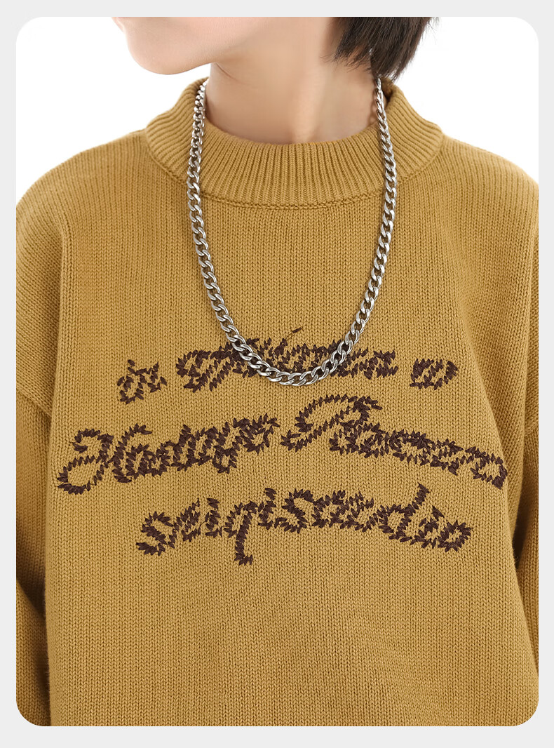 Little Elephant Ham Boys' Knitted Crew Neck Sweater Base Shirt Yellow [100% Cotton Skin-Friendly Non-Itchy] 120 cm 26