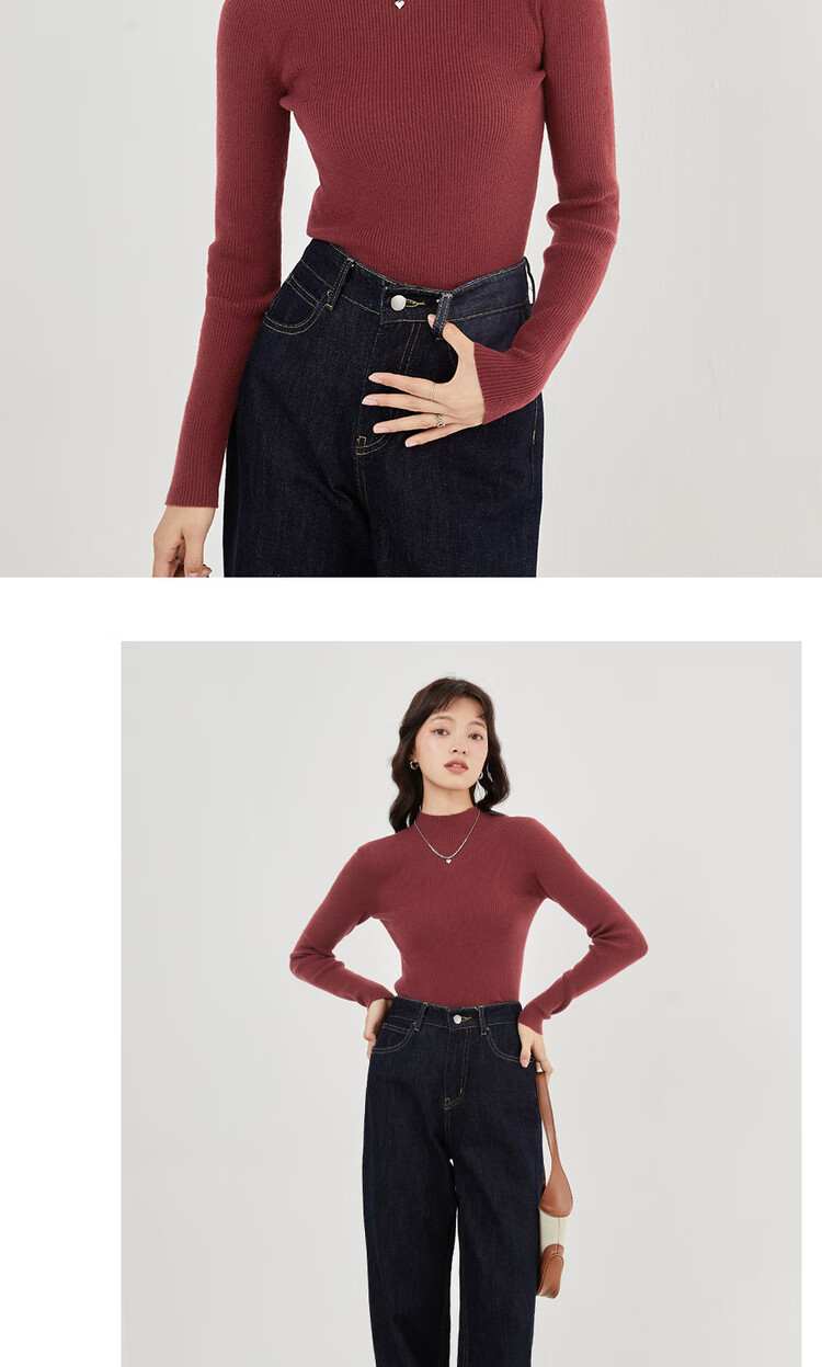 Giordano Women's Ultra-Fine Knit Solid Slim Fit Half Turtleneck Long Sleeve Base Sweater 13353811 14