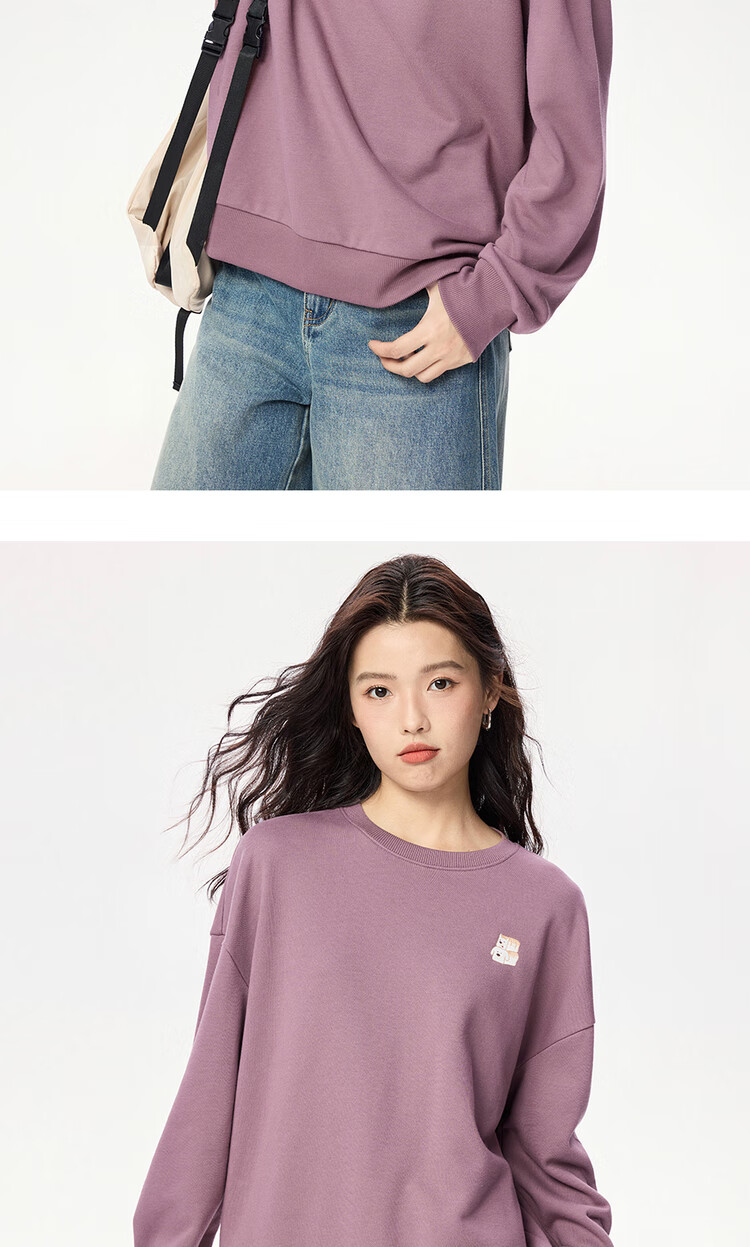 Giordano Women's Autumn Winter Embroidered Pullover Sweatshirt Loose Casual Crew Neck Top 05395781 13