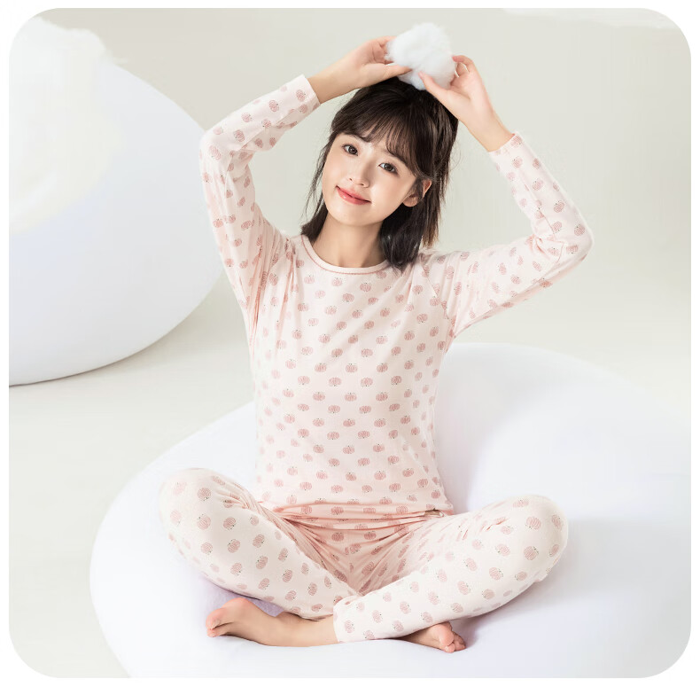 Yingbolun Girls Autumn Winter Cotton Thermal Underwear Set for High School Students 81312 Beige Size 175 13