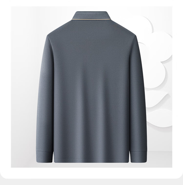 MONTAGUT Men's Business Long Sleeve Polo Shirt with Mulberry Silk and Double Pearl Cotton, Skin-friendly Casual Versatile T-shirt, Caramel Color 52 11