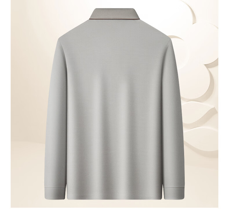 MONTAGUT Men's Long Sleeve Polo Shirt Spring Autumn 100% Cotton Business Casual Skin-friendly Middle-aged T-shirt Graphite Gray XL 6