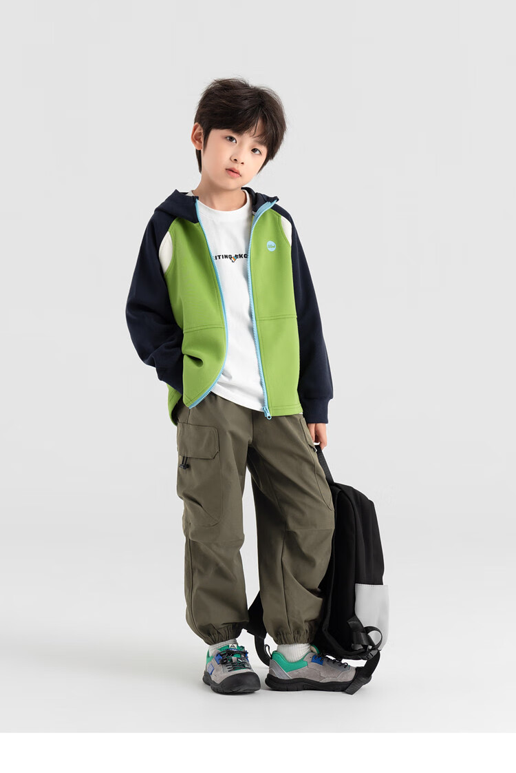 Duoduo Home [Soft and Chewy] Children's 2025 Autumn Three-Color Spliced Hooded Jacket Boys Casual Sports Knit Cardigan 18