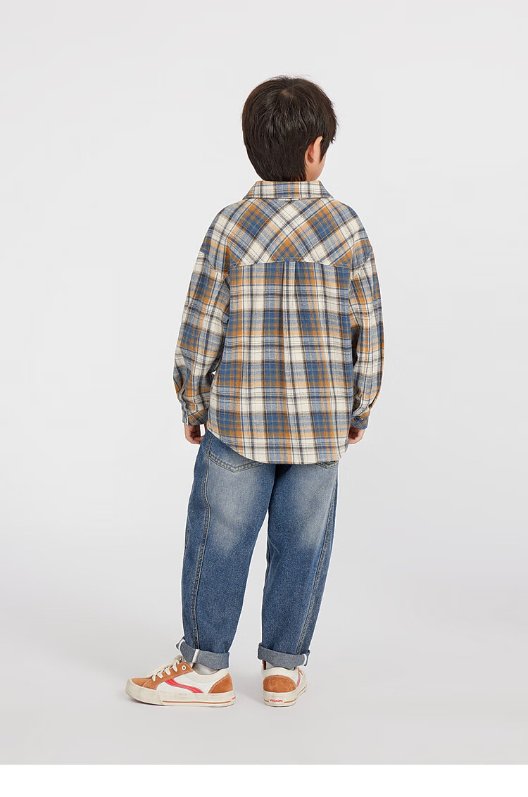 Duoduo Home [Green Blue Tune] Boys' Shirt 2025 Spring Season Change Children's Lightweight Jacket Soft Cotton Shirt for Older Kids 9