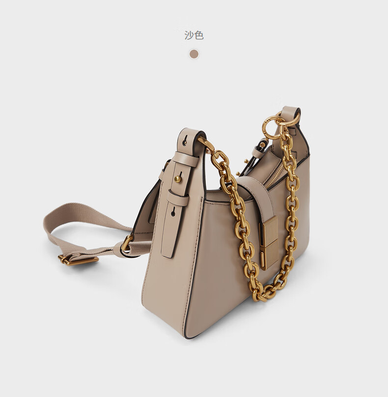 charles&keith秋季女2-20781463女士单肩法棍链条腋下包小ck女包 sand