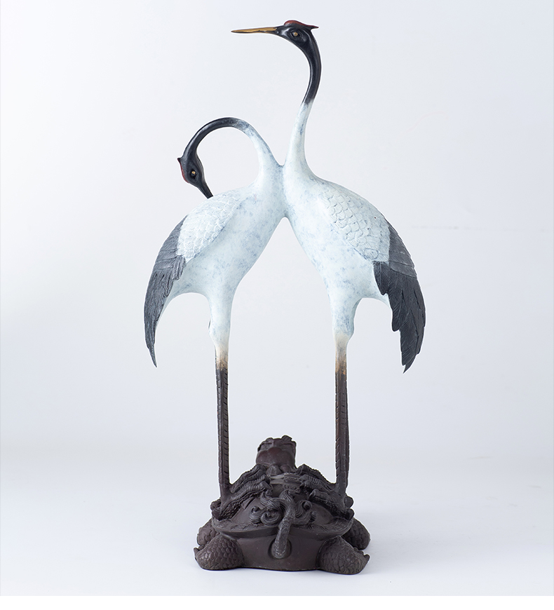 铜韵堂铜仙鹤摆件仿古青铜龟鹤家居客厅大型落地装饰送老人祝寿贺礼