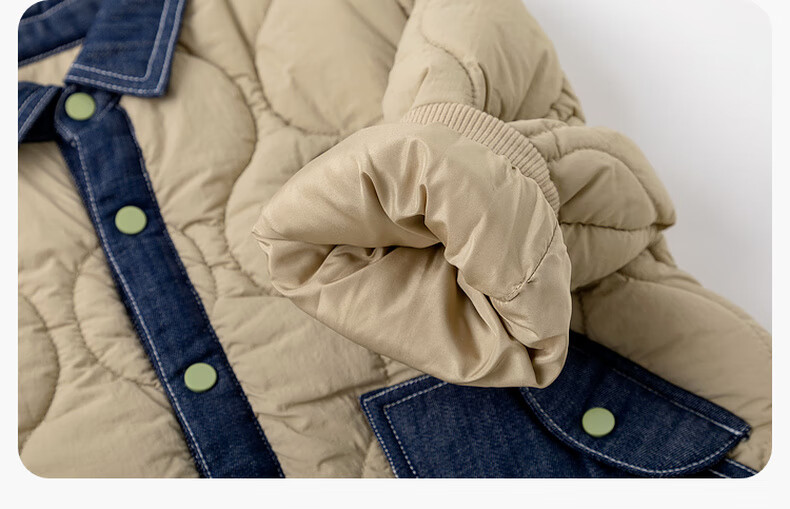 Dudu Baby Winter Cotton Padded Jacket Thickened Loose Coat Kids Boys Girls Fashionable Outerwear Army Green 90cm 17