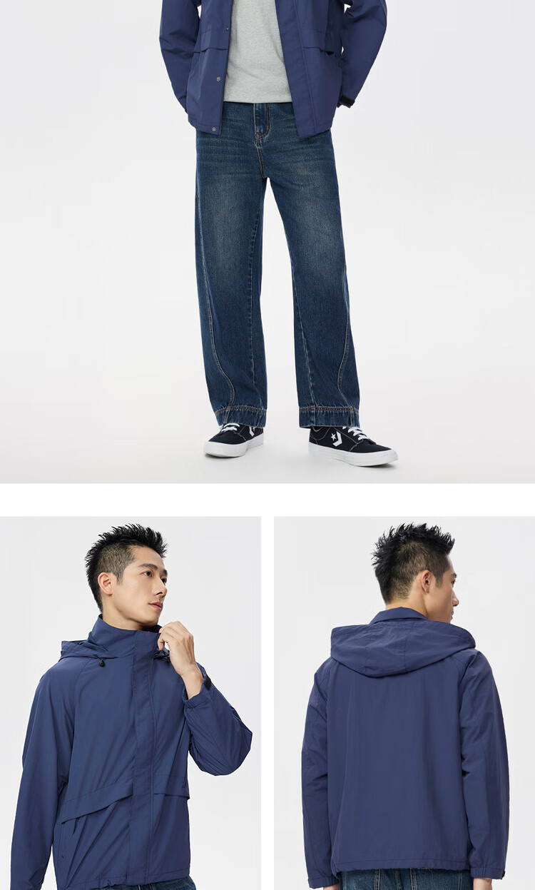 Giordano Lightweight Windproof Jacket Men Autumn Winter Mesh Raglan Sleeve Hooded Windbreaker 13075130 17