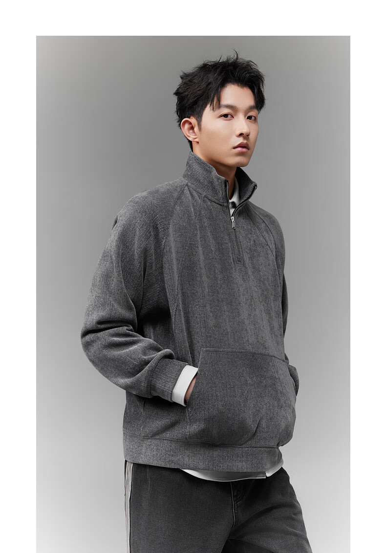 CABBEEN Velvet Y-Axis Stripe Men's Sweatshirt Special Fabric LOGO Single C Embroidery Winter Long Sleeve Sweatshirt 10