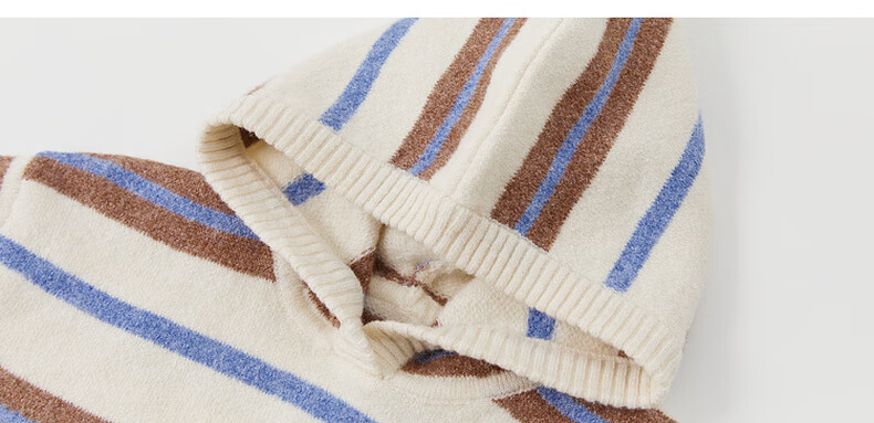 Papapapa Autumn Winter New Children's Sweater Boys and Girls Stylish Striped Hooded Loose Knit Pullover Pink Size 90 14