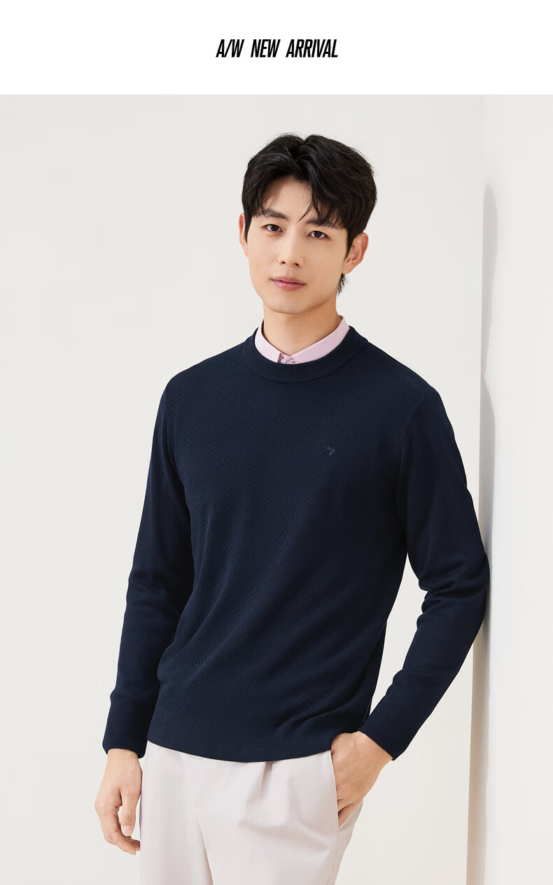 SEVEN Anti-Static Machine Washable Men's Sweater Spring Autumn Crew Neck Casual Warm Multi-Color Knitwear 10