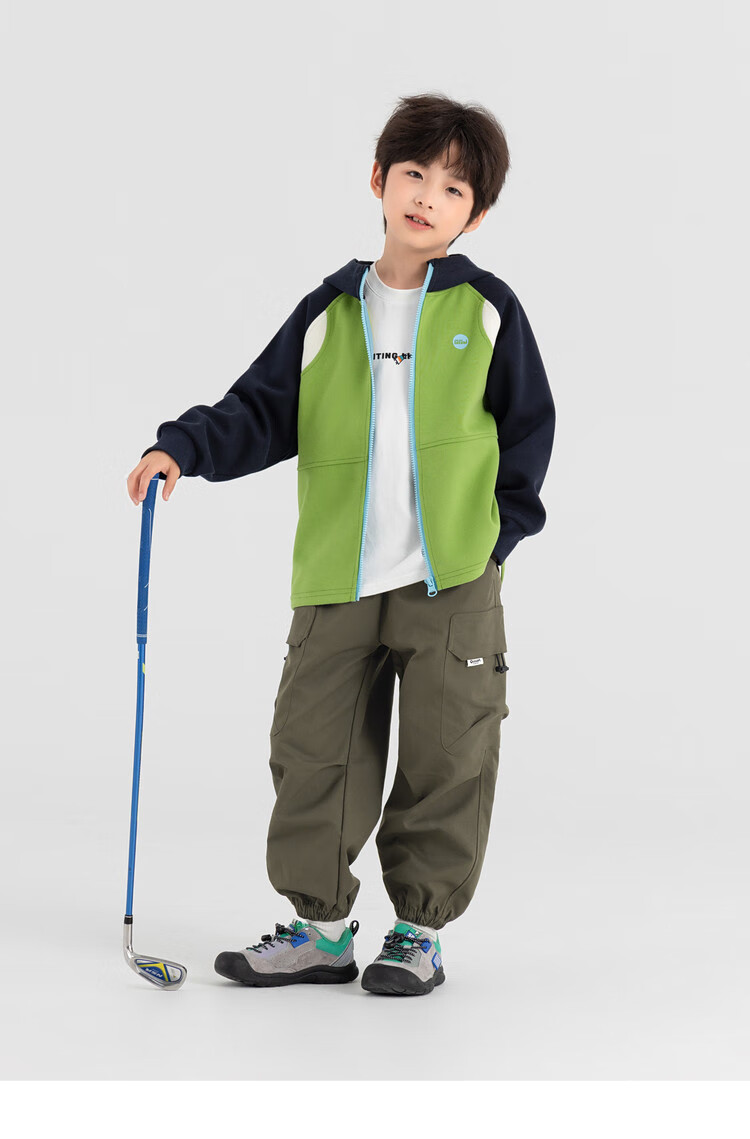 Duoduo Home [Soft and Chewy] Children's 2025 Autumn Three-Color Spliced Hooded Jacket Boys Casual Sports Knit Cardigan 23