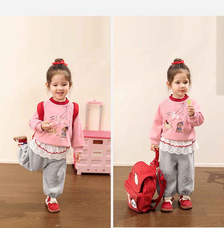 LUSON Little O Dad Baby Girl Toddler Raglan Sleeve Autumn Cartoon Cute Casual Sweatshirt New Year Outfit 14