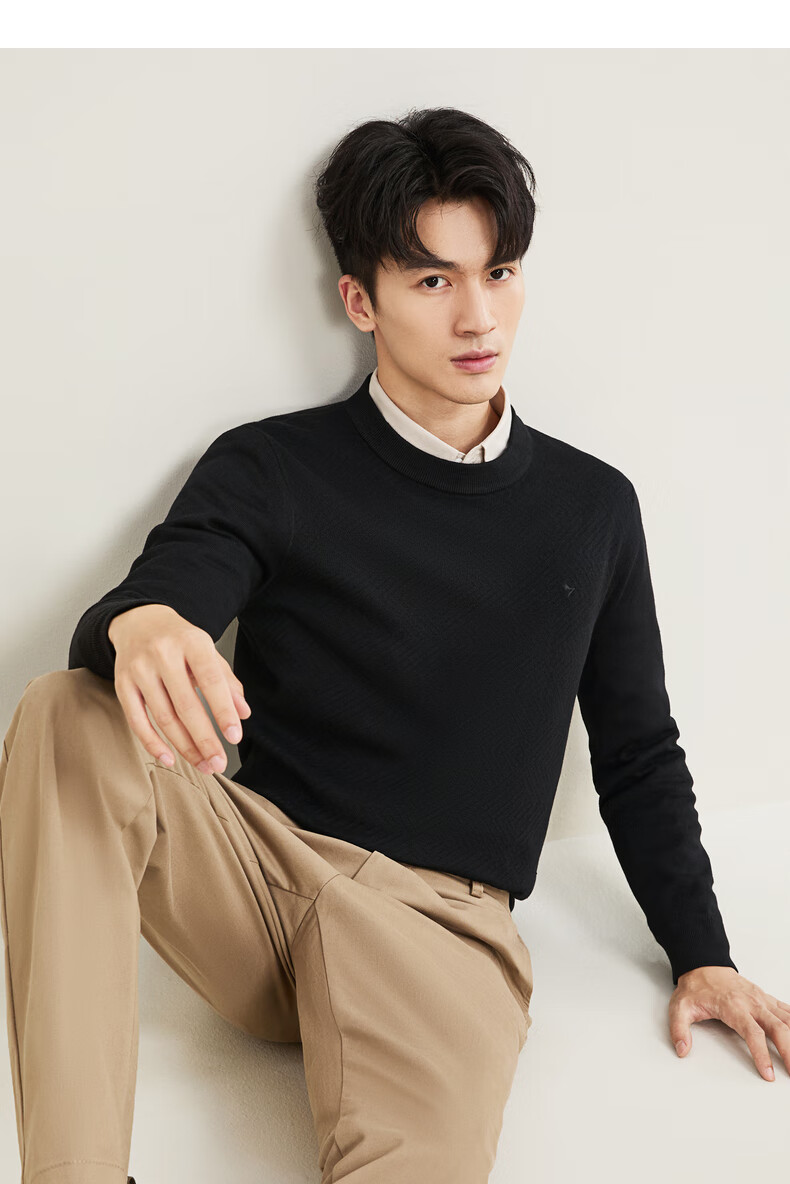SEVEN Anti-Static Machine Washable Men's Sweater Spring Autumn Crew Neck Casual Warm Multi-Color Knitwear 4