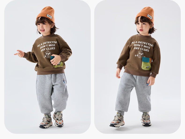 Dudu Boys Winter Thickened Pants Children's Fleece Casual Pants Girls Sports Pants Baby Warm Long Pants Gray 80 12