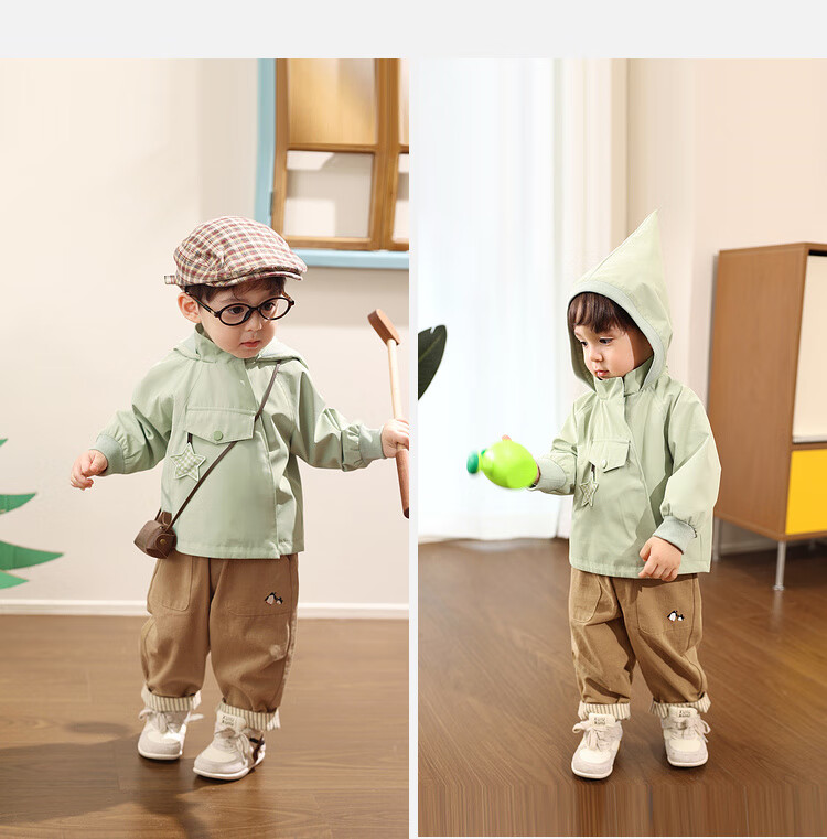 LUSON Little O Dad Boys' Autumn Hooded Star Jacket Cute Baby Boys' Fall Coat with Pointed Hood 17