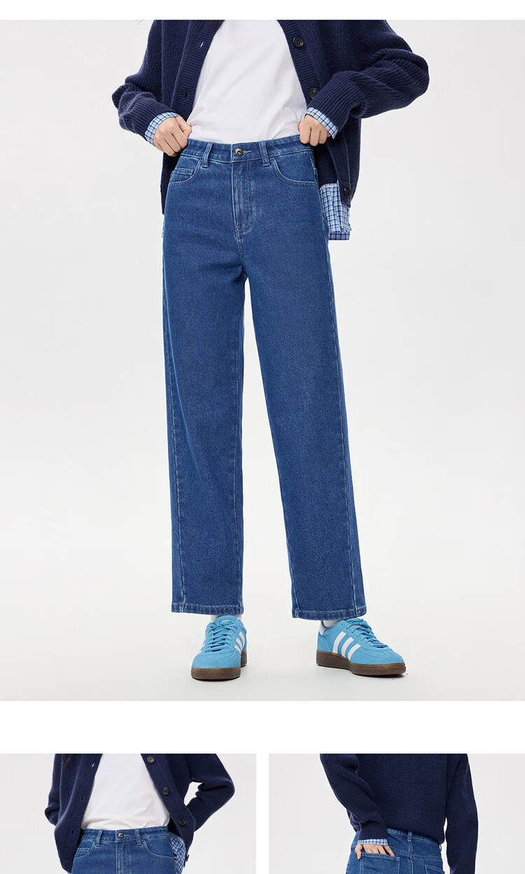 Zara Vintage Straight Leg Jeans Women Autumn and Winter Heavy Wash High Waist Zipper Jeans 05415683 11