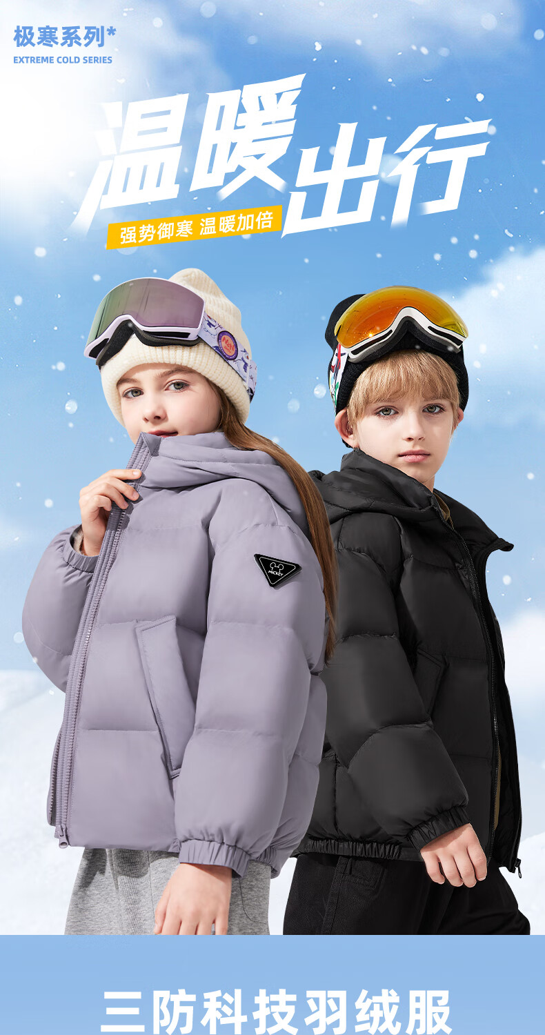 Disney Kids Three-Proof Hooded Down Jacket 2025 Winter New Thickened Warm Girls Boys Coat Trendy Top 1