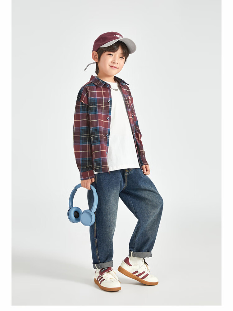 Duoduojia Brushed Soft Fabric Boys' Shirt Spring Autumn Stylish Retro Plaid Jacket for Older Kids 23