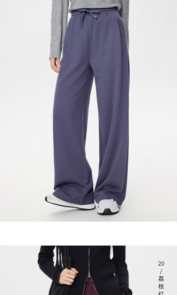 Giordano Women's Drawstring Sweatpants Pleated Pocket Relaxed Fit Wide Leg Elastic Waist Casual Pants 05415852 12
