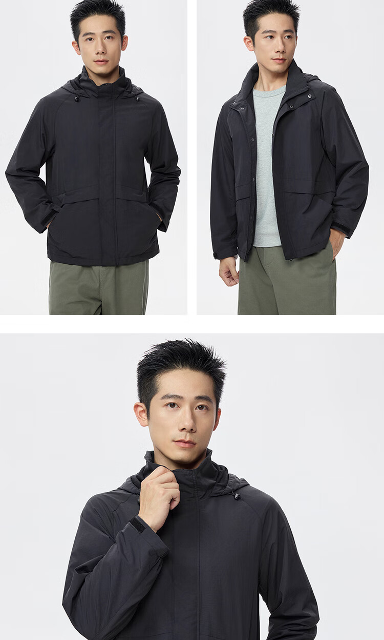 Giordano Lightweight Windproof Jacket Men Autumn Winter Mesh Raglan Sleeve Hooded Windbreaker 13075130 12