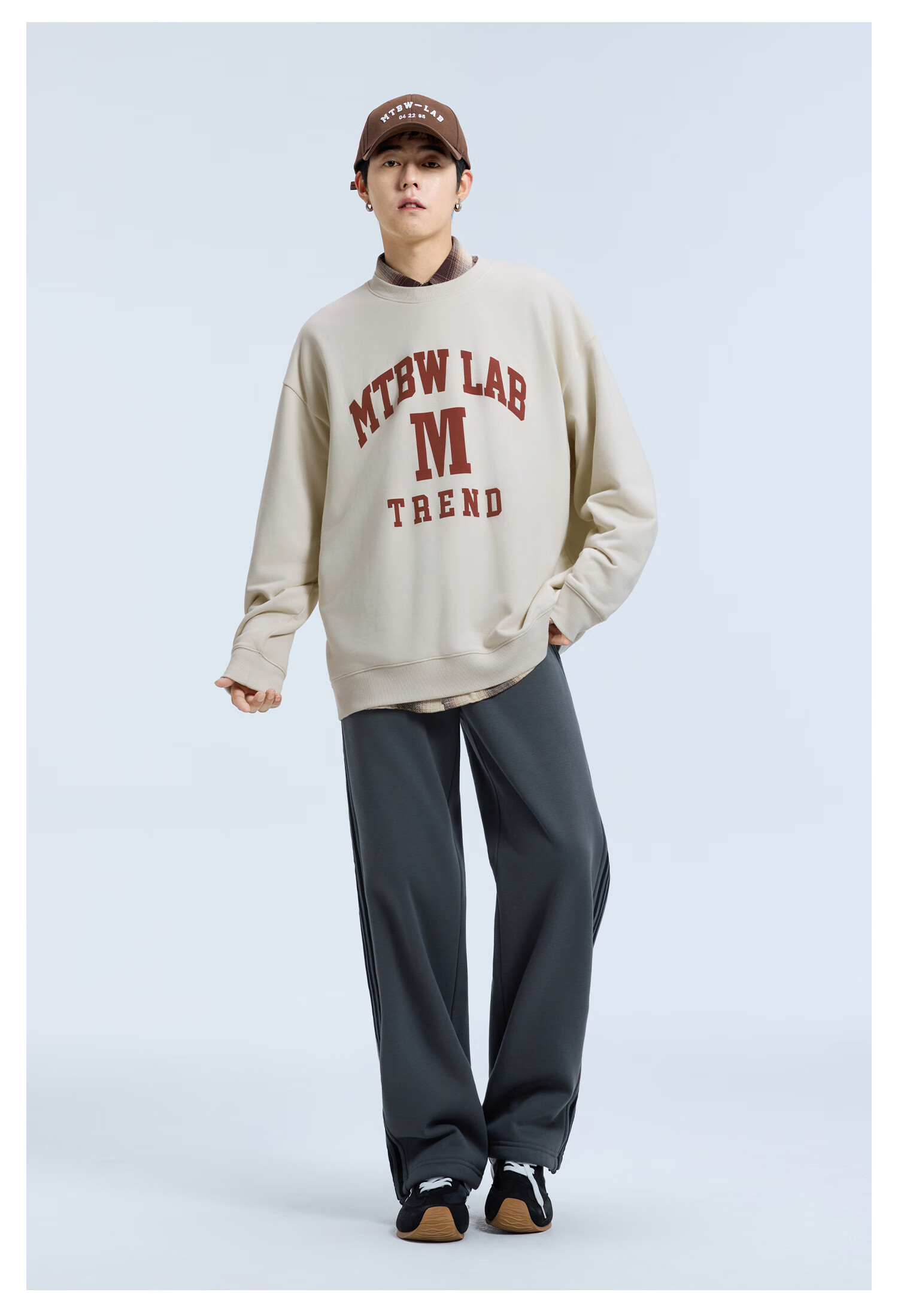 Meters Bonwe [Same As in Mall] Sweatshirt, Unisex Versatile Casual Couple Outfit, Loose-Fitting Color-Block Spliced Long Sleeve 4