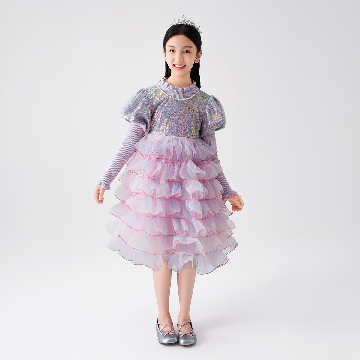 Disney Children's Dress Purple Gradient Knit Princess Dress TD3EQ003 Taro Purple Size 130 3