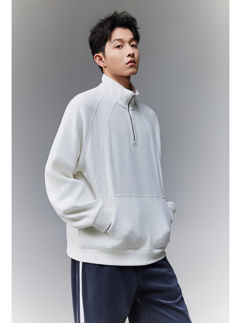 CABBEEN Velvet Y-Axis Stripe Men's Sweatshirt Special Fabric LOGO Single C Embroidery Winter Long Sleeve Sweatshirt 2