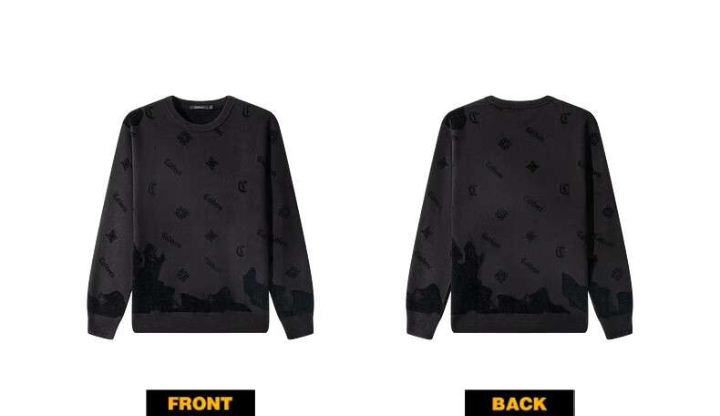 CABBEEN Men's Long Sleeve Sweater Logo Combined with Vintage Pattern 2025 Winter Knitwear 14