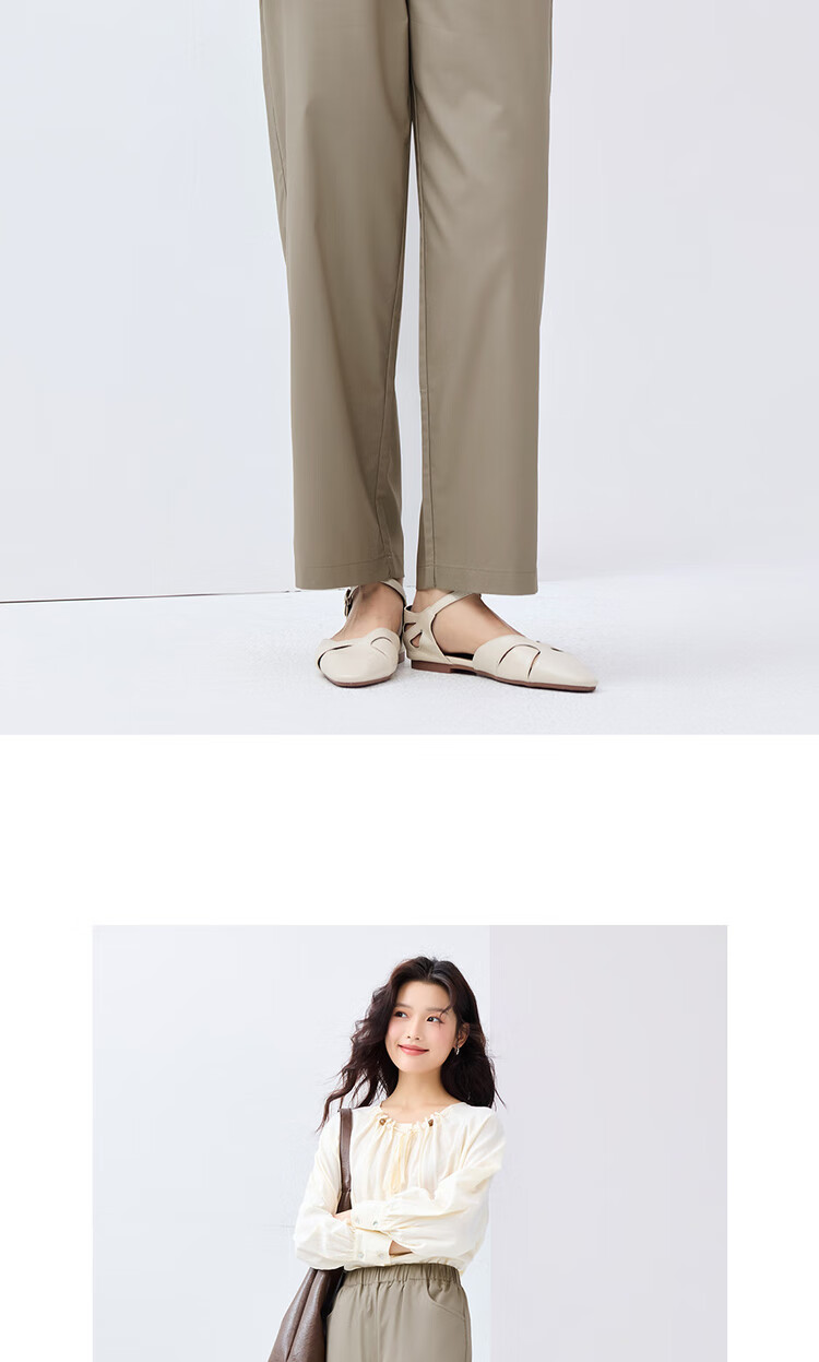 Giordano Outdoor Women's Summer Wear, High-Tech Cooling Antibacterial Elastic Waist Straight-Leg Cropped Pants 05425063 15
