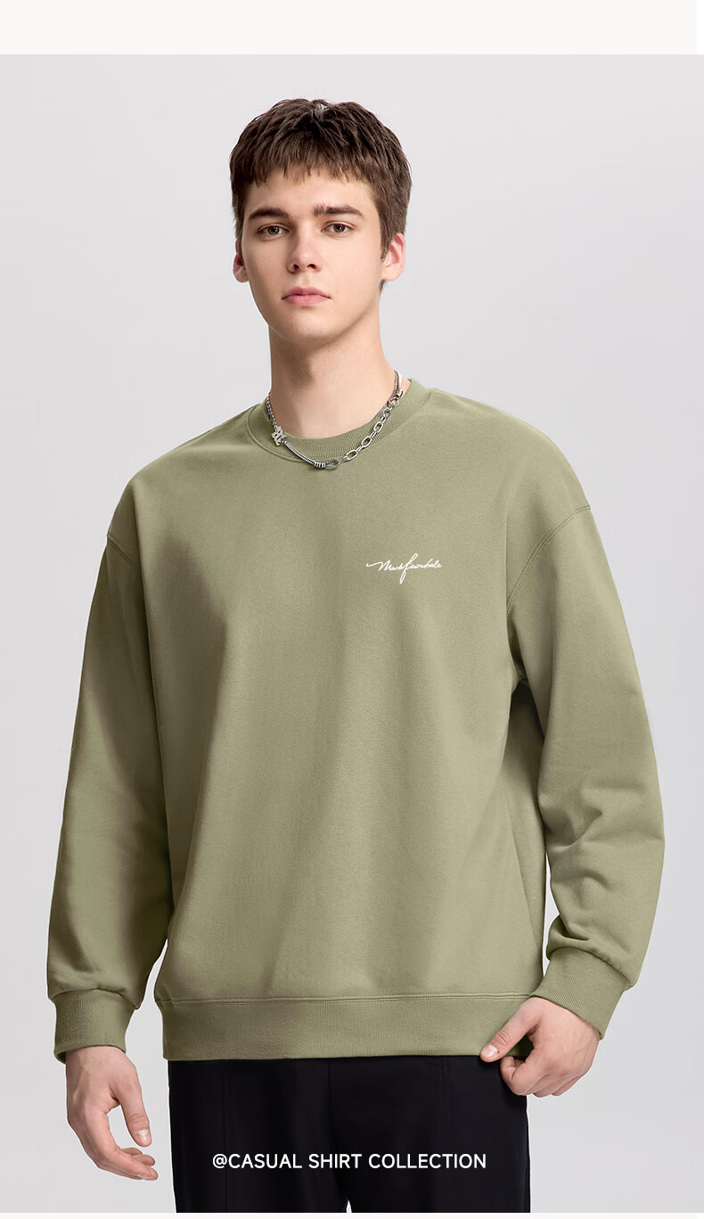 Mark Fairwhale Fleece-Lined Crewneck Sweatshirt Men Autumn Winter 2026 New Loose Warm Long Sleeve Casual Top Dark Gray L 19