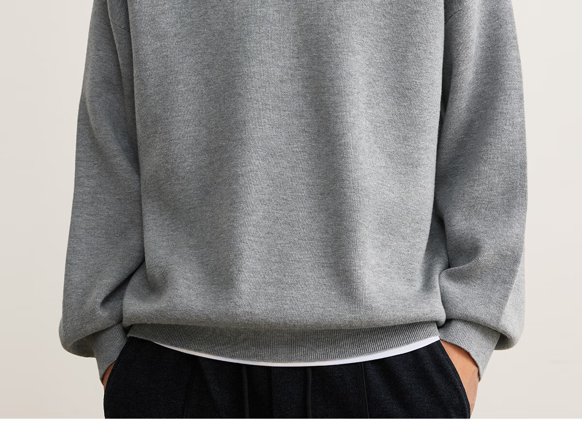 MARKLESS Men's Casual Pullover Knit Sweater, Long Sleeve, Spread Collar, Drop Shoulder, Machine Washable, Knit Top 5703, Starry Black, Size L 3