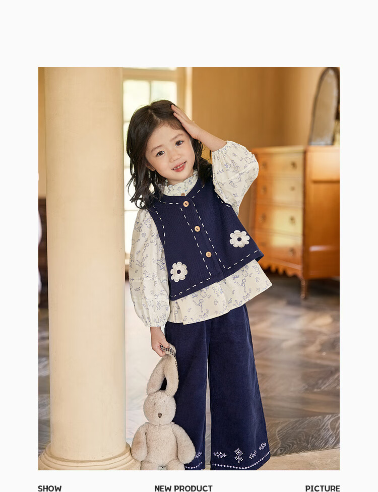 LUSON Little O Treasure Okids Children's Clothing Forest Style Set Girls 2025 Autumn Corduroy Suspender Skirt 22