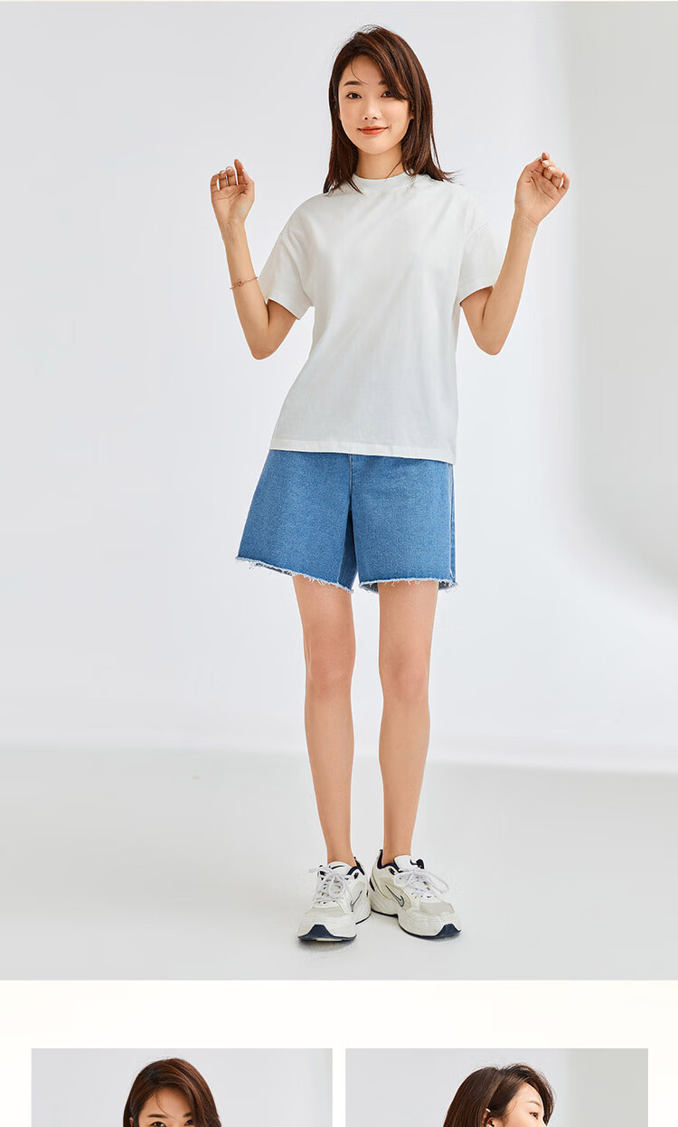 Giordano Women's T-Shirt, Pure Cotton, Skin-Friendly, Elegant Blouse, Comfortable Loose-Fitting Turtleneck Top, Short Sleeve, 05322396 8