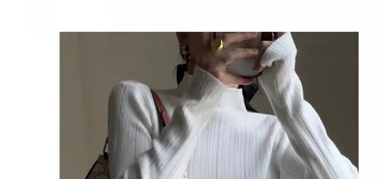 LangSha Women's Autumn Winter Turtleneck Base Shirt Soft Korean Style Elegant Versatile Top 9