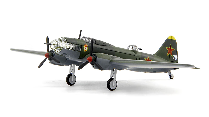 1:144二战苏联空军伊尔il4轰炸机仿真模型1942年成品军事飞机模型