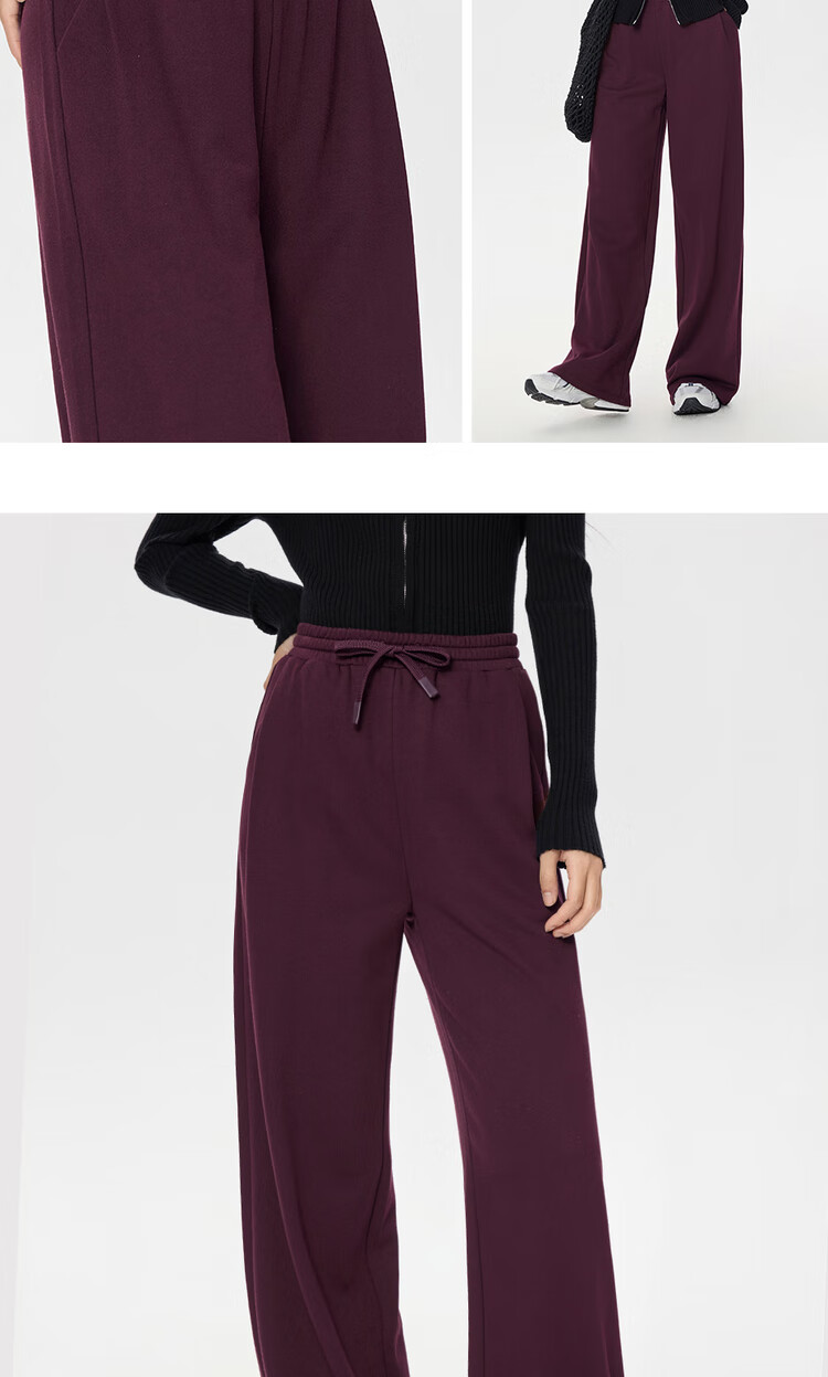 Giordano Women's Drawstring Sweatpants Pleated Pocket Relaxed Fit Wide Leg Elastic Waist Casual Pants 05415852 14