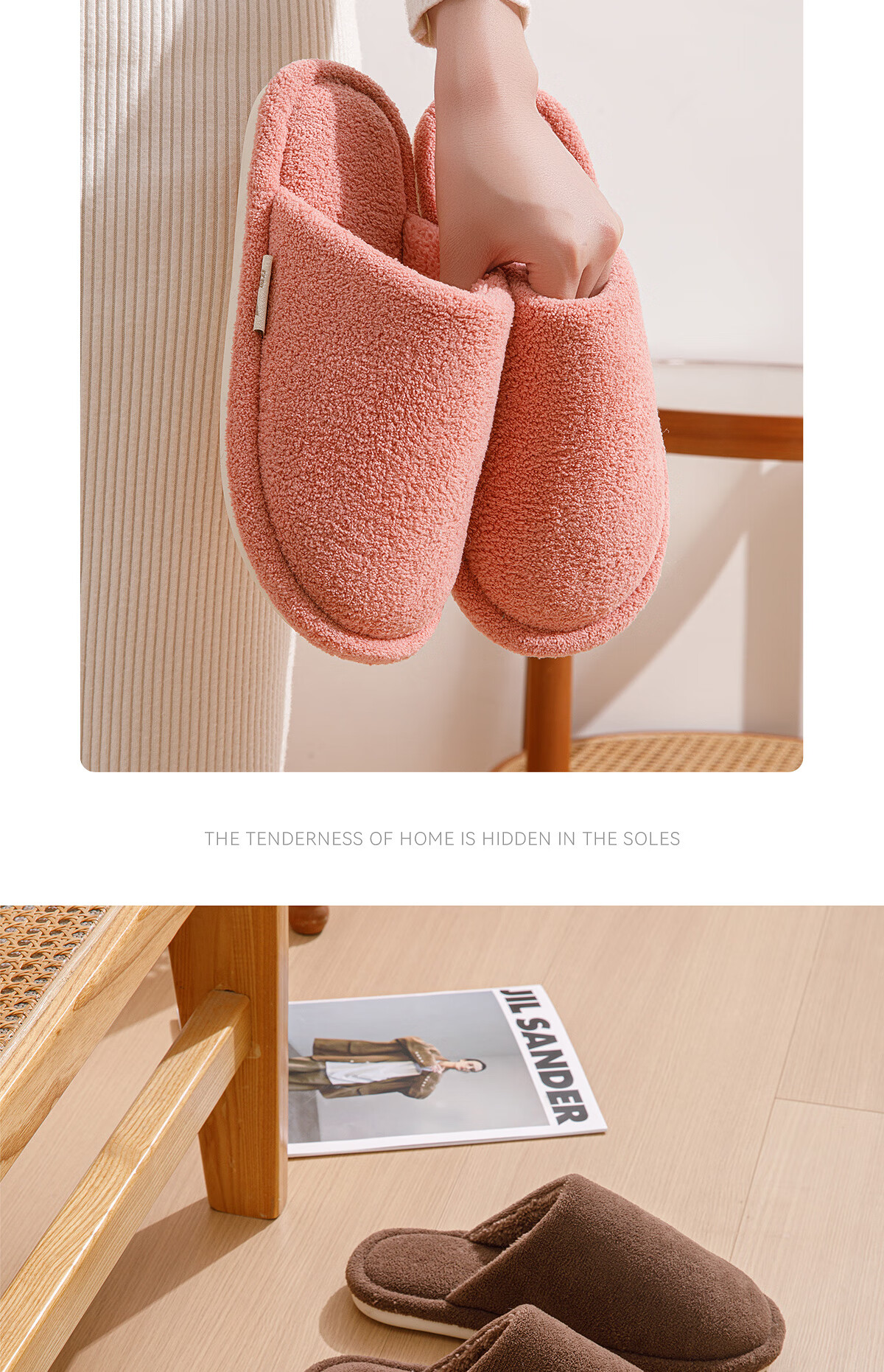 Warrior Men's Cotton Slippers Thick Sole Indoor Home Non-Slip Lightweight Warm Wool Slippers WST-1022 Gray Size 42-43 3