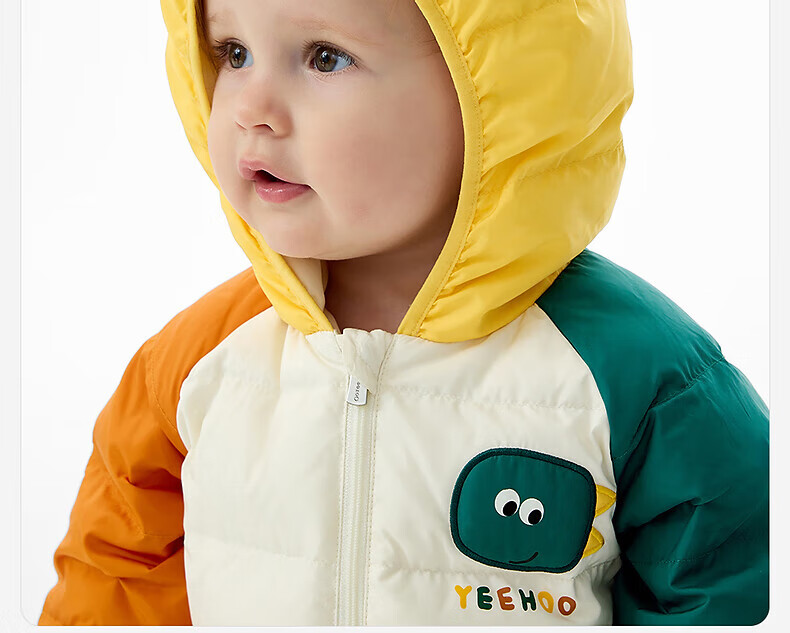 YEEHOO Baby Down Jumpsuit Winter Warm Outwear Long Sleeve Romper Light Apricot White 80 cm 6