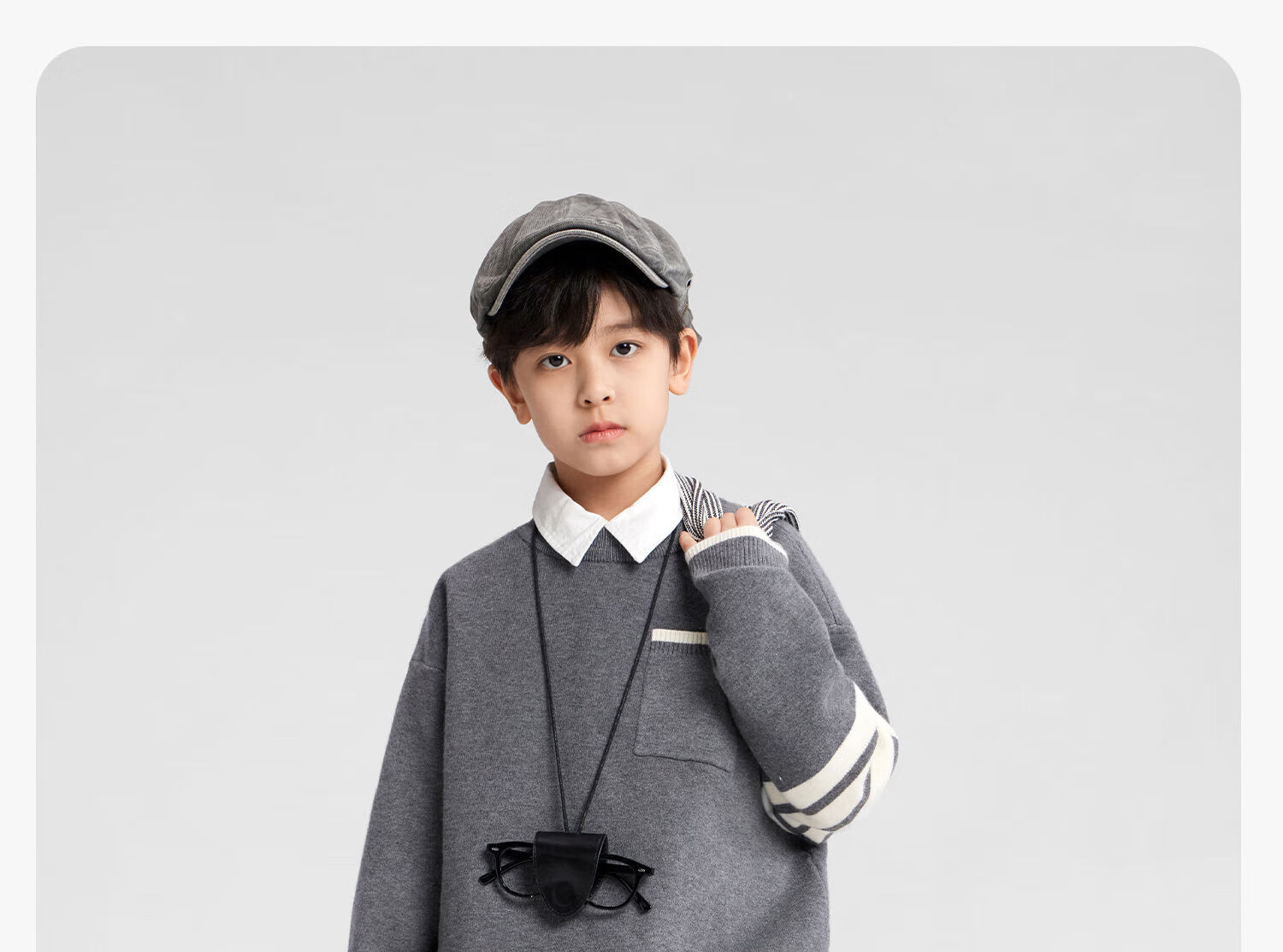 Zuo Xi Boys Sweater Autumn Winter Children's College Style Knitwear 2025 New Big Kids Winter Clothes Gray 130 25