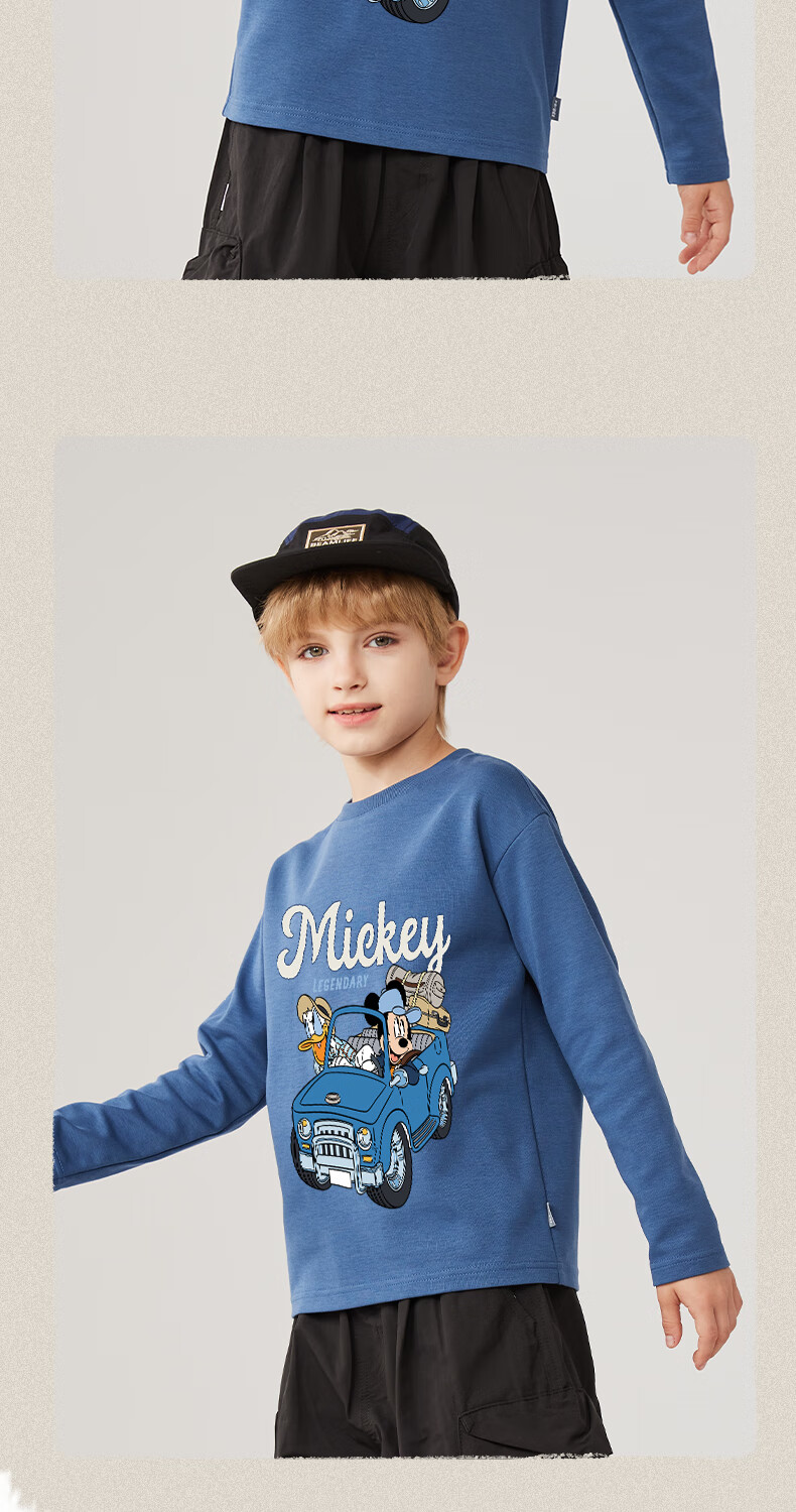 Disney Kids Cotton Long Sleeve T-Shirt 2026 Spring New Cute Girls Top Stylish Boys Base Shirt 9