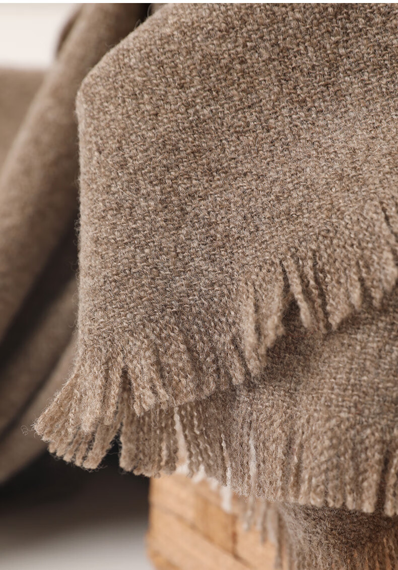 BOHOBOCO 100% Wool Shawl Scarf Summer Air-Conditioned Room Soft Lambswool Warm Versatile Skin-Friendly Nap Blanket Camel Color 24