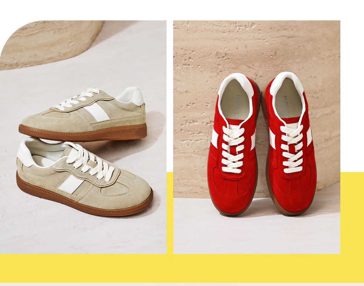 Belle Women's Shoes, Retro Forrest Gump Shoes, Training Shoes, Spring Simple Comfortable Versatile Casual Sneakers, B2685CM5, Apricot Color, Size 38 11