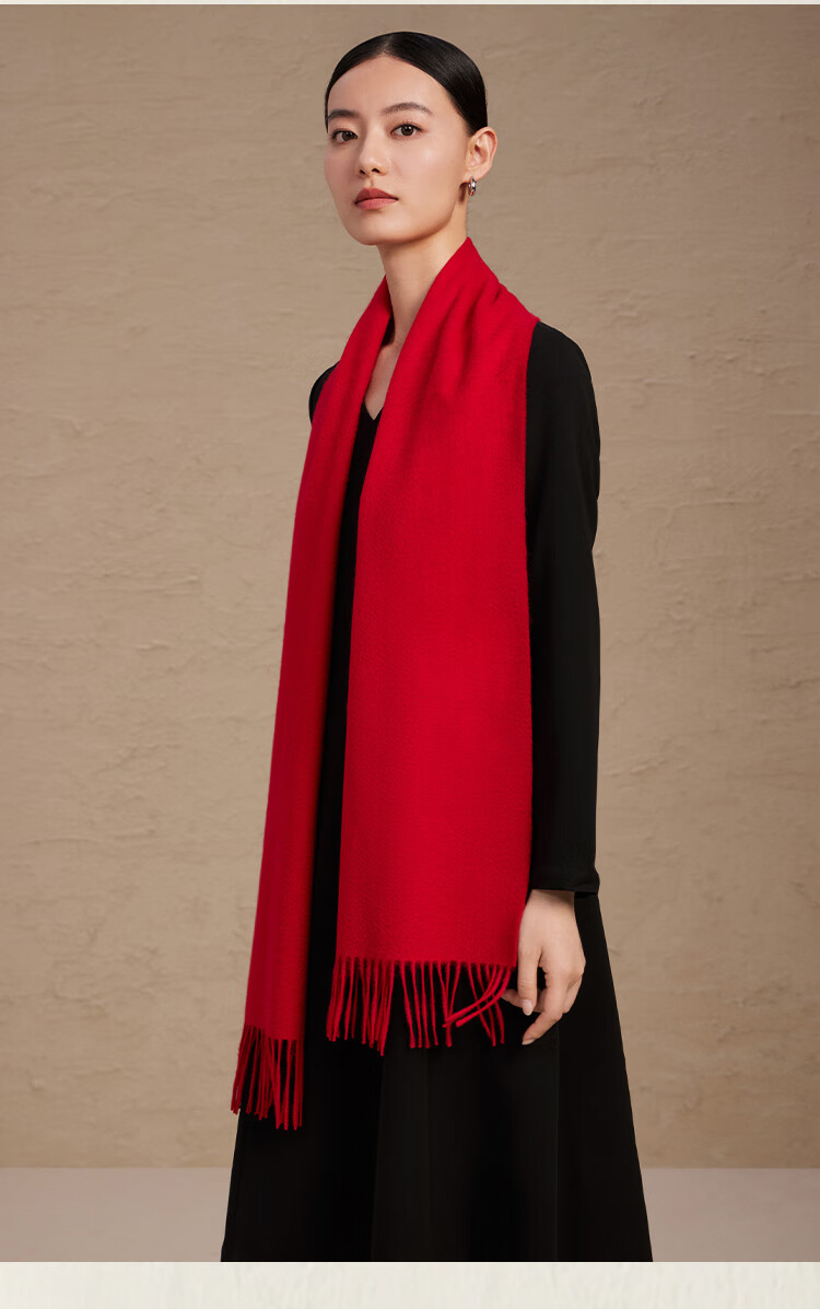 Shanghai Story Classic Couple 100% Wool Warm Red Scarf Neck Warmer Year of the Horse Zodiac New Year Birthday Gift Box Set 10