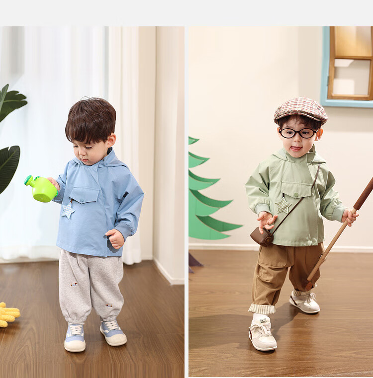 LUSON Little O Dad Boys' Autumn Hooded Star Jacket Cute Baby Boys' Fall Coat with Pointed Hood 22