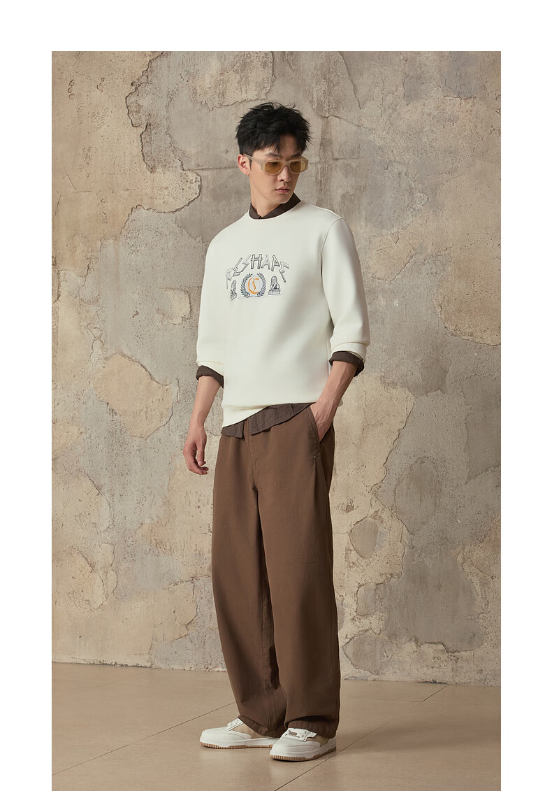 CABBEEN 320G Comfortable Air Layer Sweatshirt with Fortune Stone Lion and Logo Design Autumn Long Sleeve Sweatshirt 10