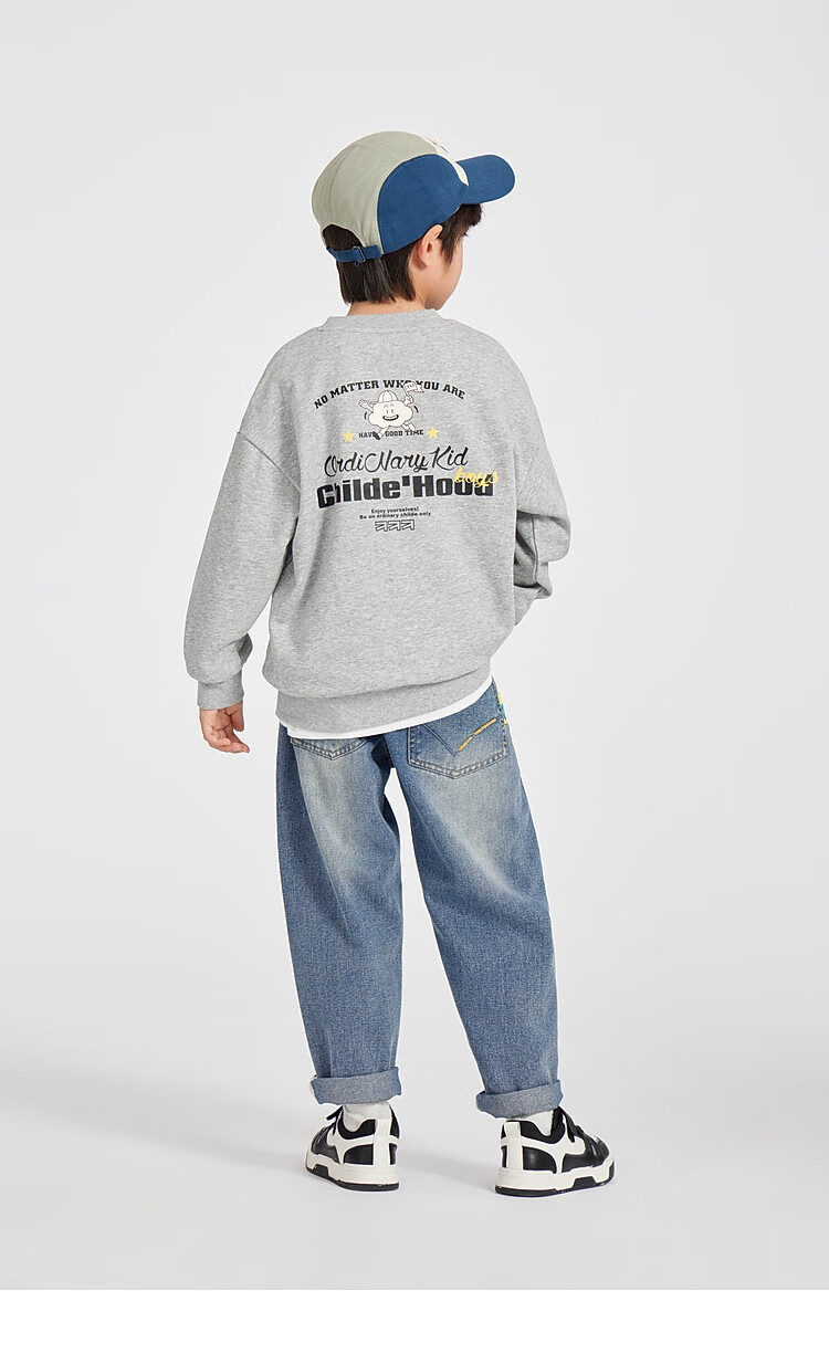 Duoduo Kids 2026 Spring Autumn Cartoon Cloud Print Sweatshirt Boys Casual Sports Top Big Kids Crew Neck Base Layer 6