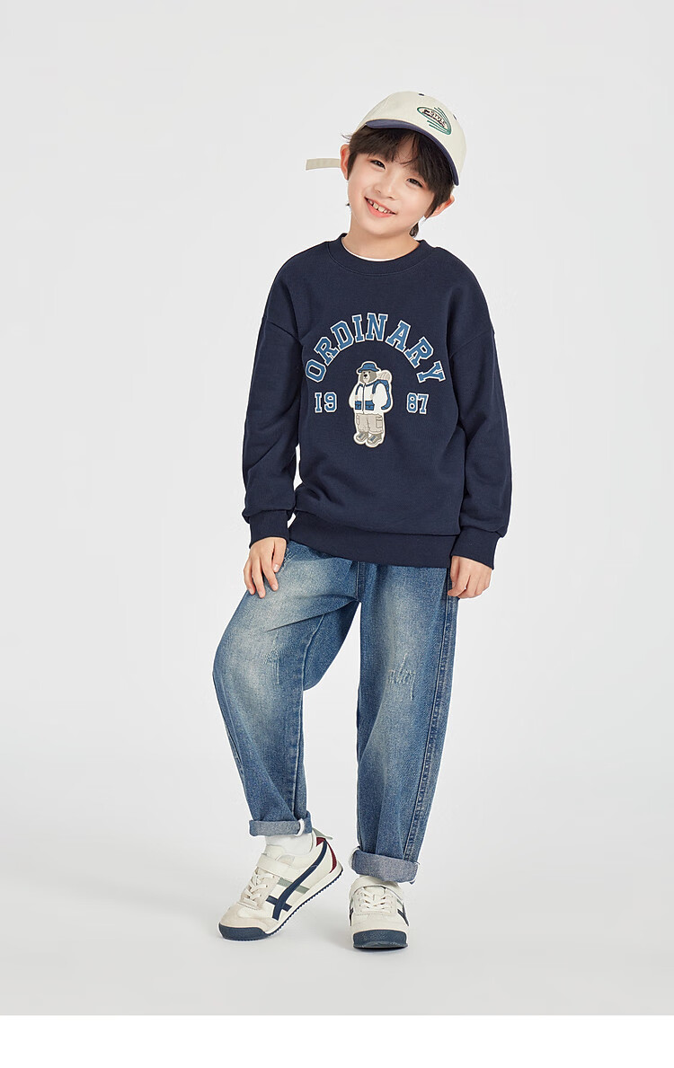 Duoduo Kids 2026 Spring Autumn College Bear Sweatshirt Boys Casual Sports Top Comfortable Long Sleeve Base Layer for Older Children 31