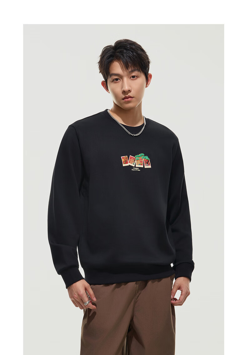 CABBEEN [340G Pure Cotton Sweatshirt] Men's Metal Thread Embroidery Sweatshirt, Comfortable Soft Warm Autumn Long-Sleeve Sweatshirt 9