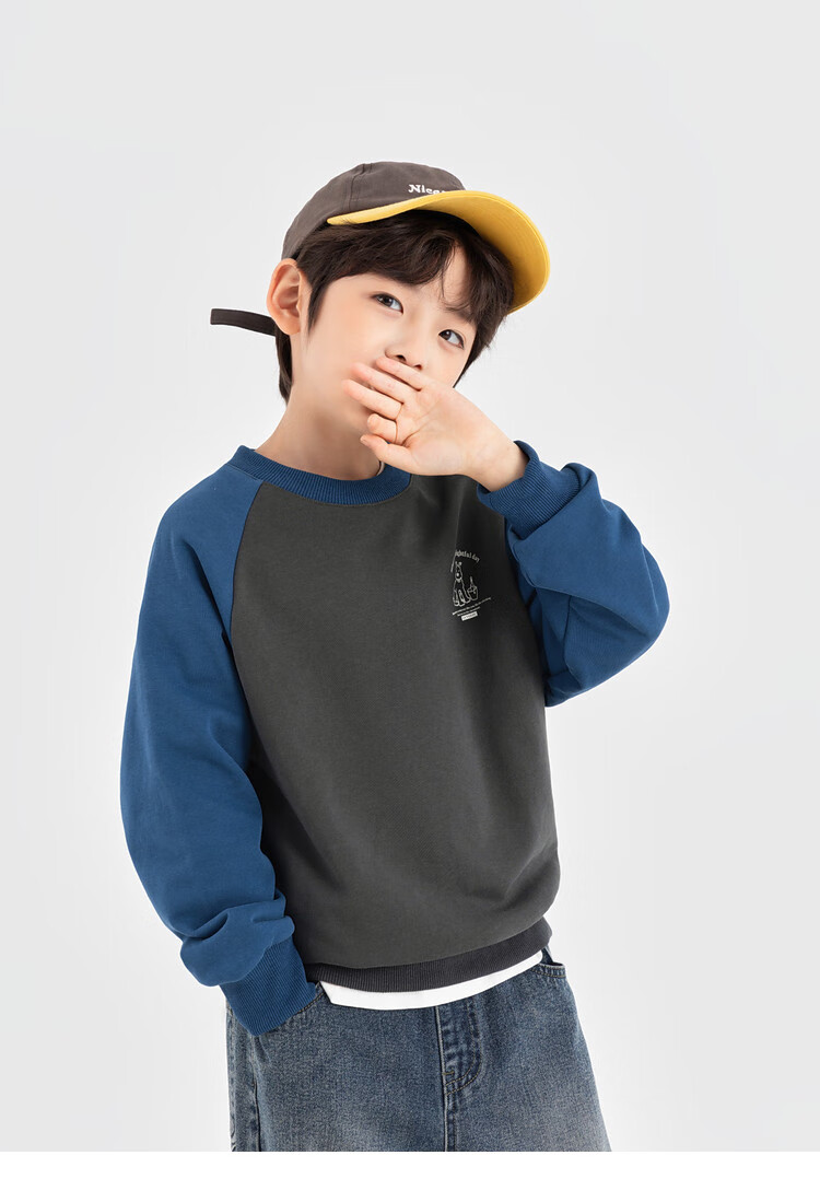 Duoduo Boys Sweatshirt Kids Autumn 2025 New Colorblock Raglan Sleeve Loose Casual Pullover Top 9